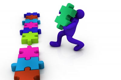 putting puzzle together pieces
