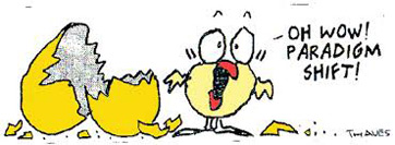 paradigm shift chicken and egg color